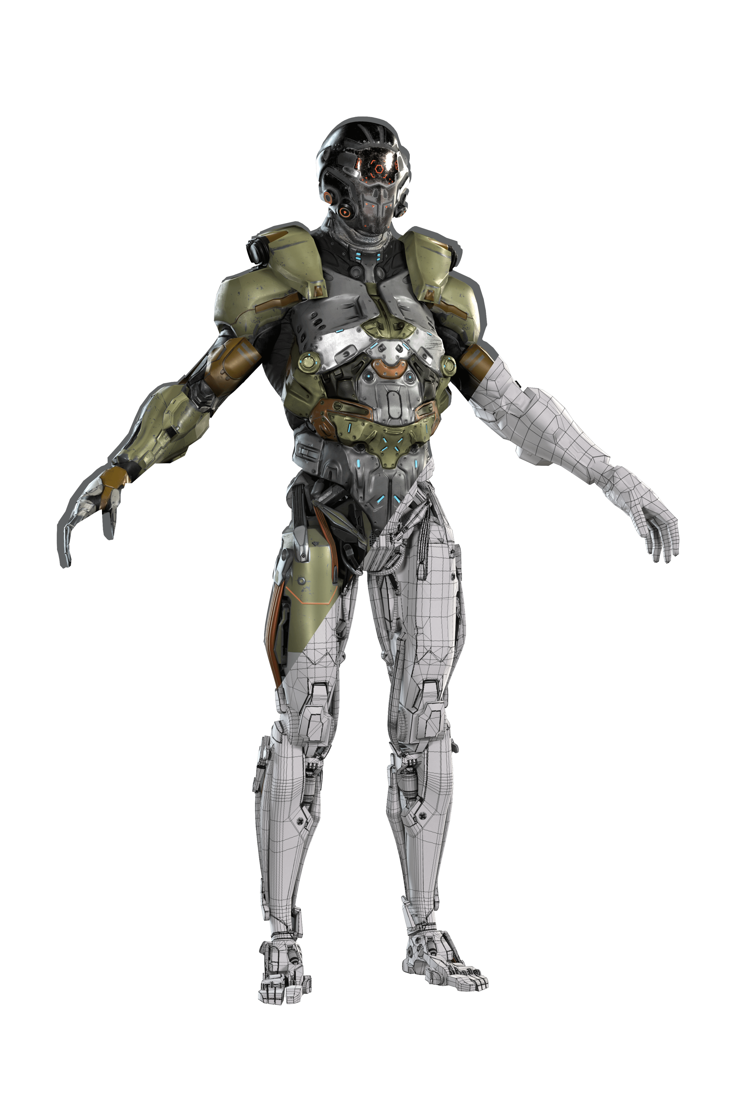 A rendering of a 3d character model from a video game.